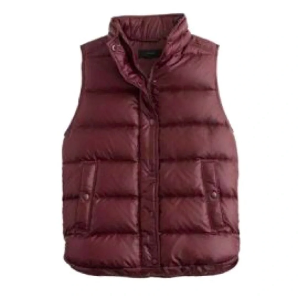J. Crew Puffer Vest Shiny Maroon Cranberry XS